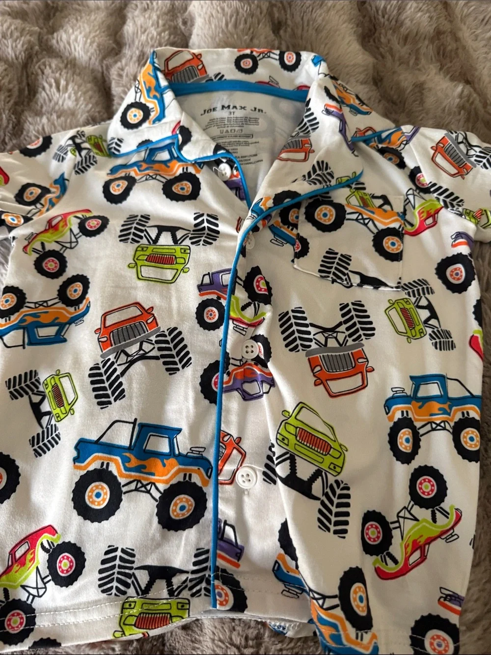 White Monster Truck Button-Down Shirt